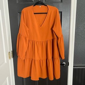 Burnt orange shift dress